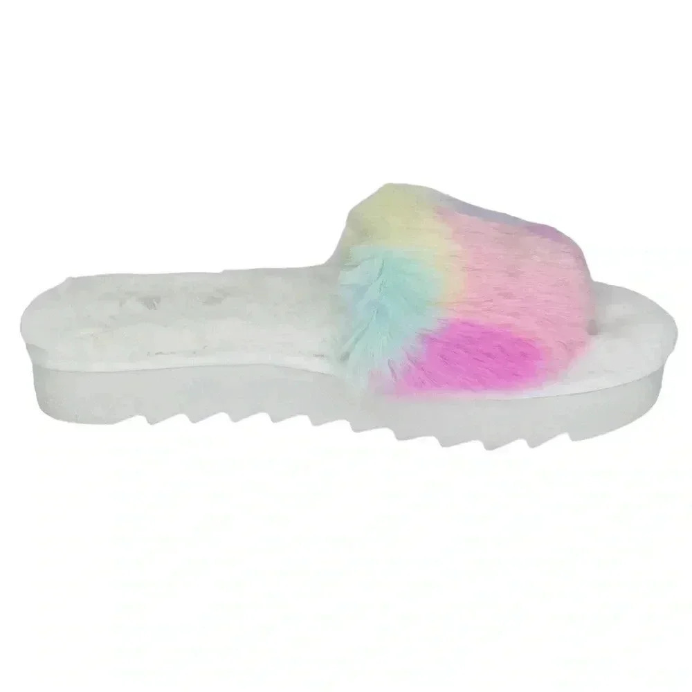 Koolaburra by UGG Womens Fuzz-AH Faux Fur Pastel Slide Sandals Size 6M - Picture 4 of 10